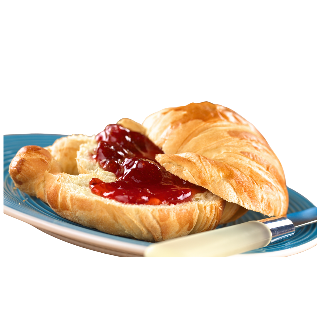 Cruasán con mantequilla y mermelada
